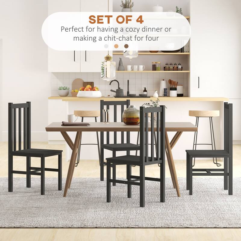 Farmhouse Solid Wood Armless 4 Piece Kitchen Dining Chairs with Slatted Backs for Dining Room Kitchen Living Room Bedroom