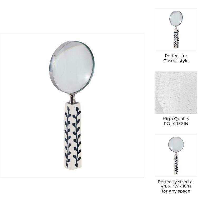 Resin Decorative Objects Glass Leaf Handle Magnifying - 10" Blue - 4" x 1" x 10"