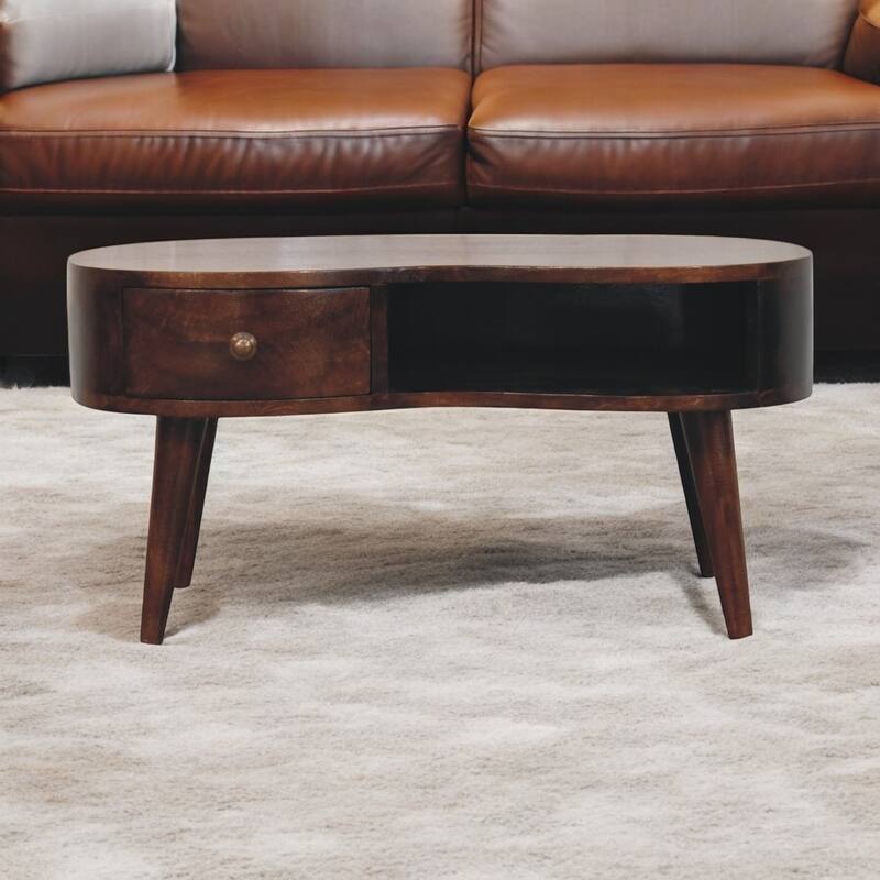 Artisan Furniture Solid Wood California Walnut Wave Coffee Table