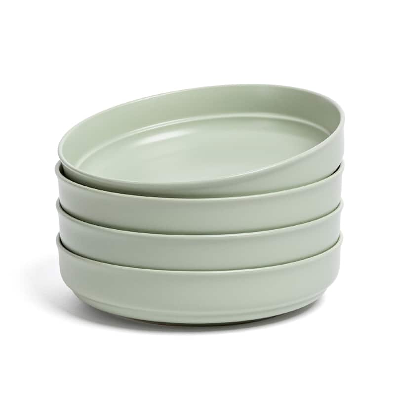 over&back Rimmed Semi-Matte Stoneware Dinner Bowls - 32oz - Sage