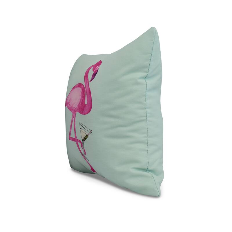 18 x 18 Inch Single Flamingo Animal Print Outdoor Pillow