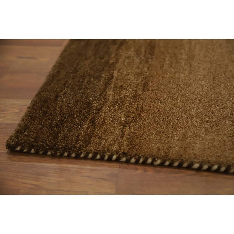 Hand Knotted Oriental 100% Wool Carpet Modern Modern Brown Gabbeh Area Rug - 3' 2'' X 2' 1''