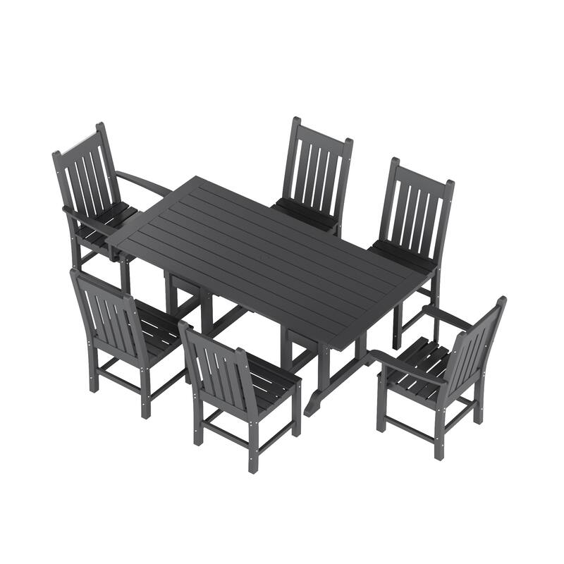Laguna Hdpe All Weather Outdoor Patio Dining Set with Rectangle Table, Side Chairs (7-Piece Set)