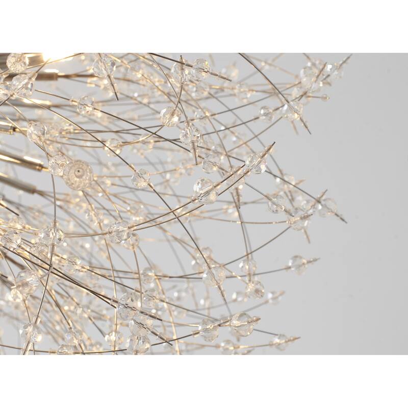 16-Light Chrome Stainless Steel Chandelier With Clear Crystal Accents