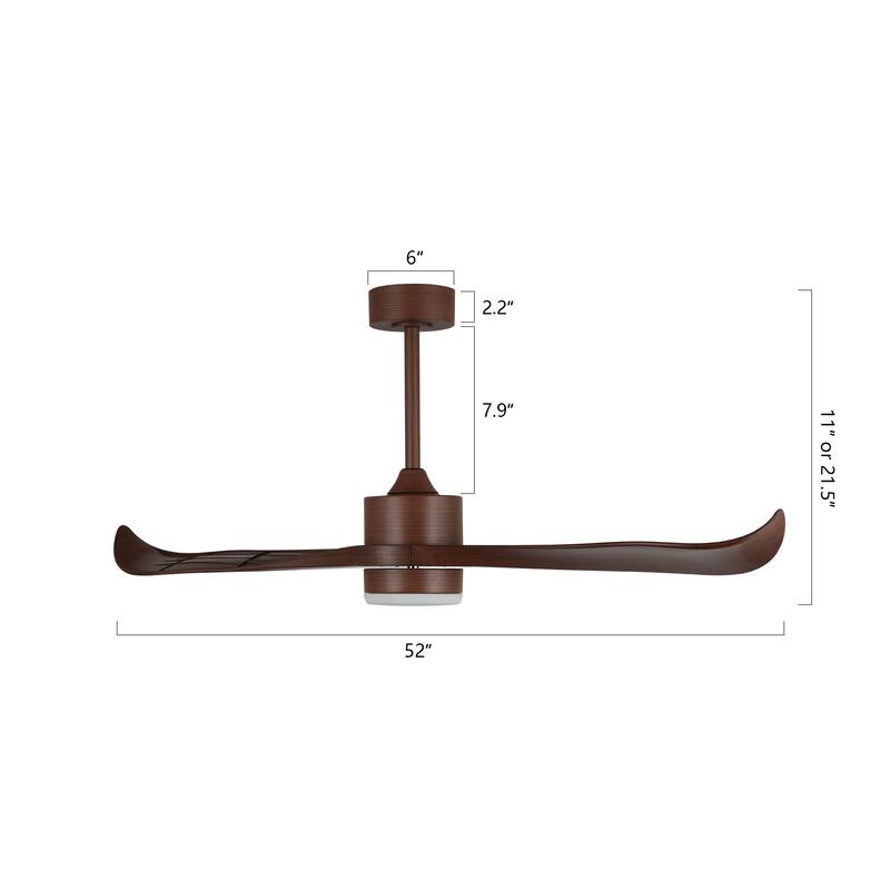WINGBO 52 inch 2 Blades Modern Ceiling Fan with Lights and Remote - N/A