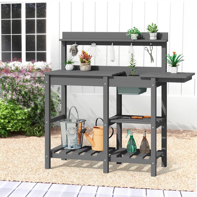 HDPE Patio Outdoor Potting Table, Versatile Gardening Planting Workbench