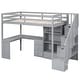 preview thumbnail 19 of 80, Multifunctional Wood Twin Size Loft Bed with L-Shaped Desk and Storage Staircase, Loft Bed Frame with Cabinet and Drawers