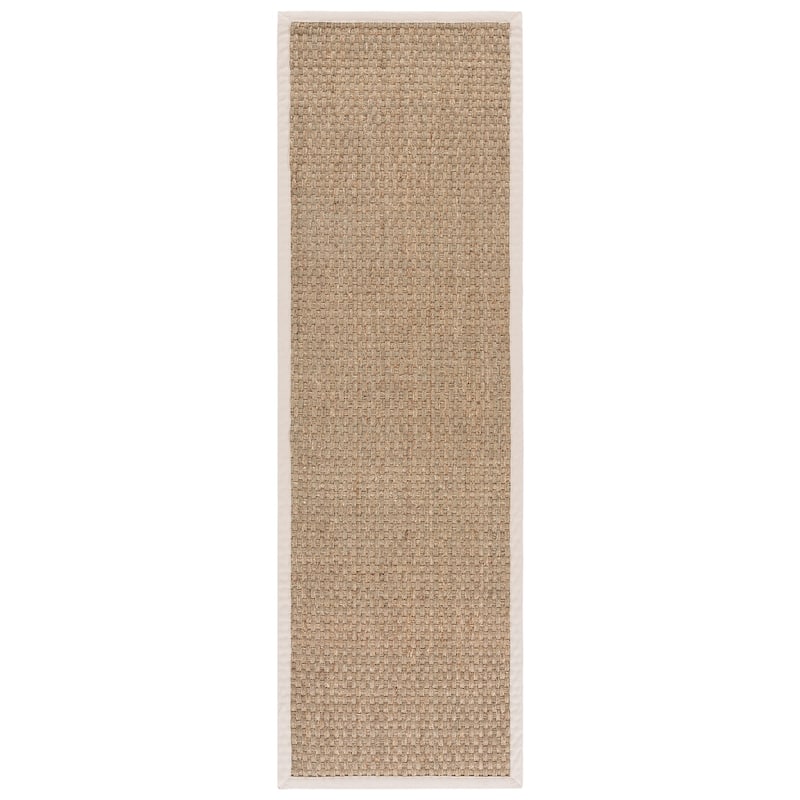 SAFAVIEH Natural Fiber Zymryd Basketweave Seagrass Rug - 2'6" x 20' Runner - Natural/Ivory