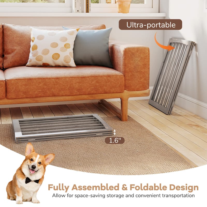 30" Expandable Dog Gate 3-Panel Foldable Wooden Pet Barrier for Doorways Bedrooms and Kitchens - 63" x 30"