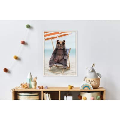 Kate and Laurel Sylvie Beaded Beach Chair Bear Canvas by Amy Peterson