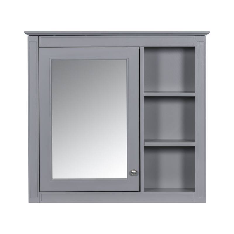 Plywood Freestanding Bathroom Vanity Set in Maple with Integrated Ceramic Sink with Mirror Cabinet - 30“ x 18"