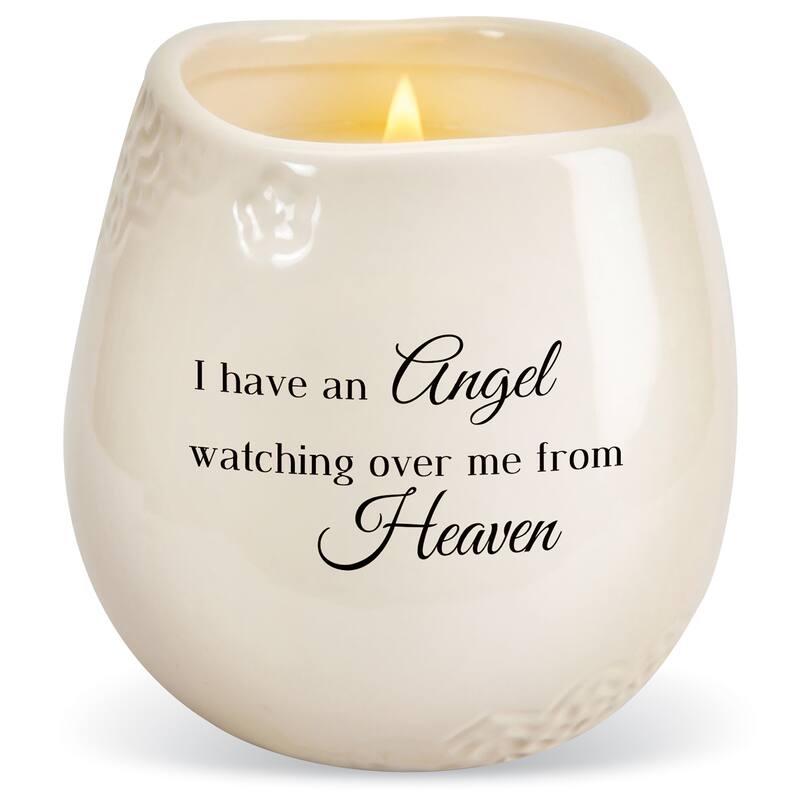 Angel Watching Over Me Ceramic Holder Floral Scented Soy Candle, 18 oz. - 3.5 x 3.37 x 3.5 - White - 3.5 x 3.37 x 3.5