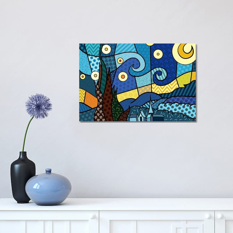 iCanvas "Starry Night 2 (After Vincent Van Gogh)" by 5by5collective Canvas Print - 12x18x1.5