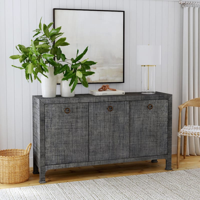 Chatham 3-Door Raffia 60" Sideboard - Charcoal Gray
