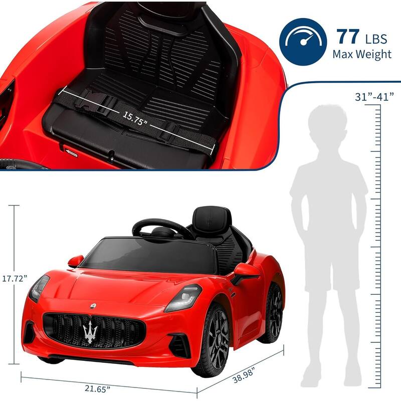 12V Battery Powered Motorized Licensed Maserati Gran Cabrio, Ride On Car Toy