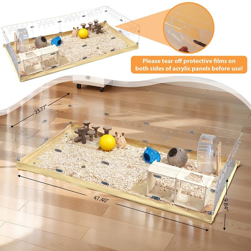 Acrylic Hamster Enclosure with Waterproof Kraft Paper Bottom