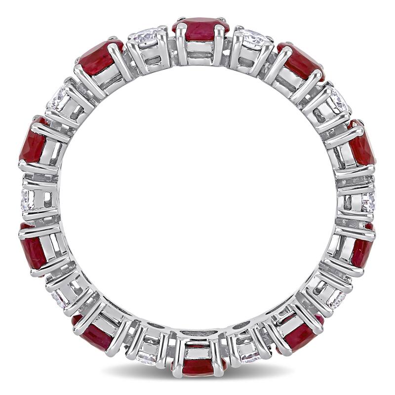 Miadora Oval-cut Ruby and Diamond Stackable Full-Eternity Band in 14k White Gold