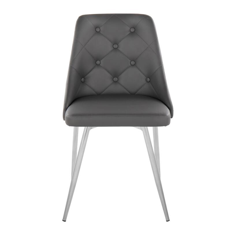Carson Carrington Ockelbo Dining Chair with Tapered Metal Legs (Set of 2) - Grey Faux Leather/Chrome Metal