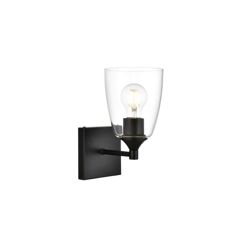 Gina 1 Light Black and Clear Bath Sconce