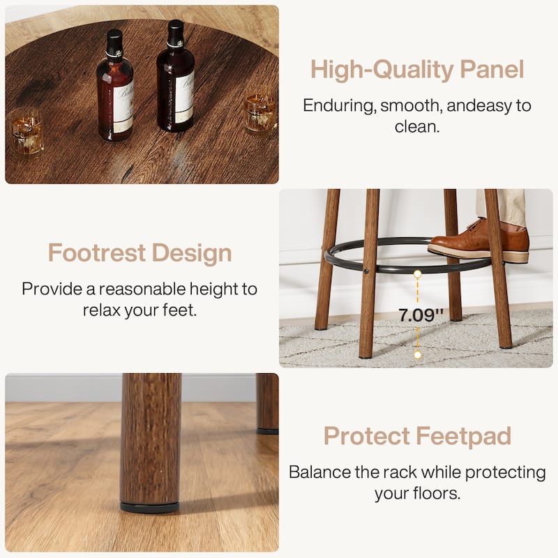 Industrial Pub Table Set: 23.6" Round Bar Table with 2 Stools