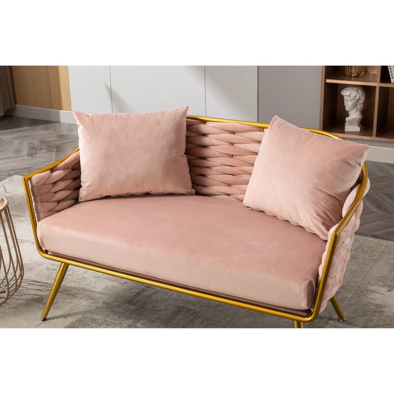 luxhomez Velvet Accent Chair Armsofa Tufted Sofa with Metal Frame for Living Room Bedroom Office Balcony Beige