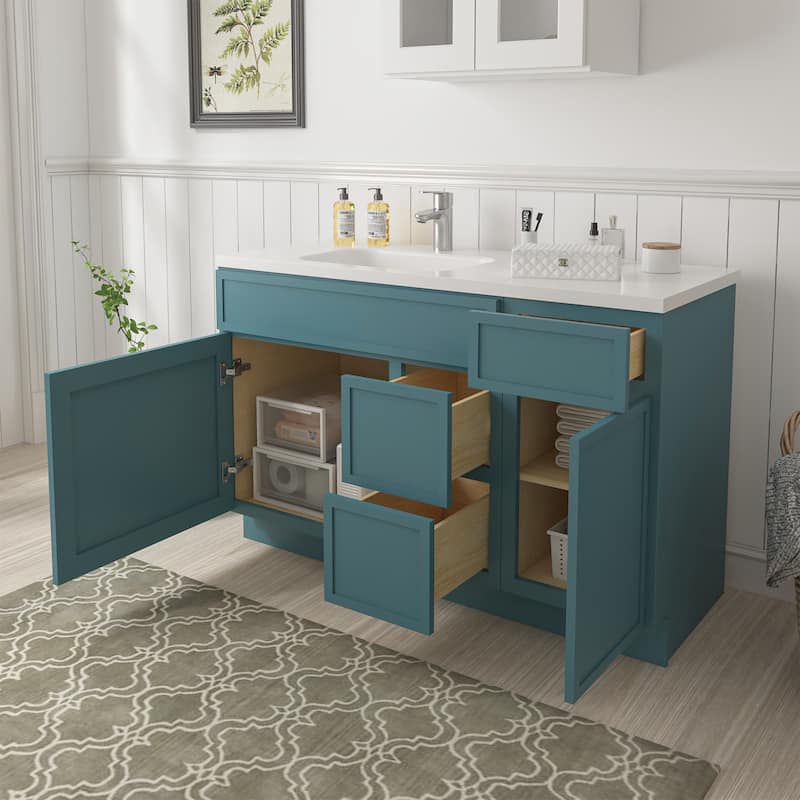 Vanity Art 51" Birch Freestanding Bathroom Vanity Cabinet without Top