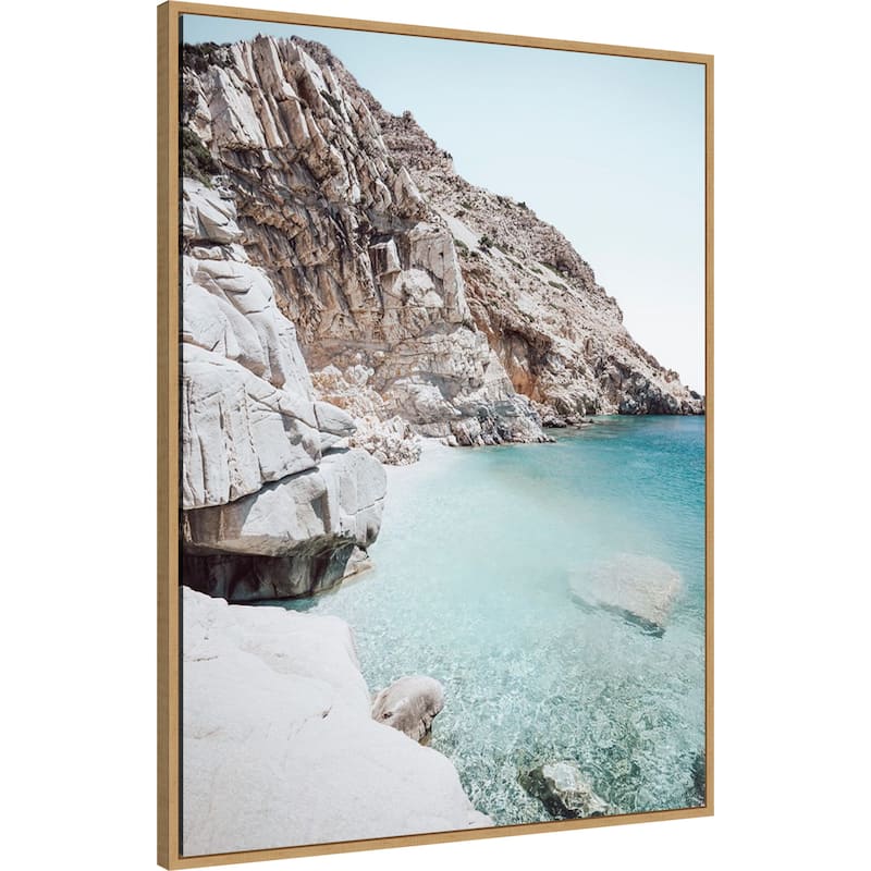 Ikaria Seychelles Beach by Bella Eve Framed Canvas Wall Art Print - Sylvie Natural