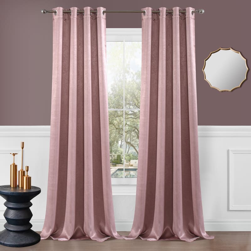 Dainty Home Brookville Metallic Sheen Blackout Grommet Single Panel Extra Wide Curtains - 52" x 84" - Blush