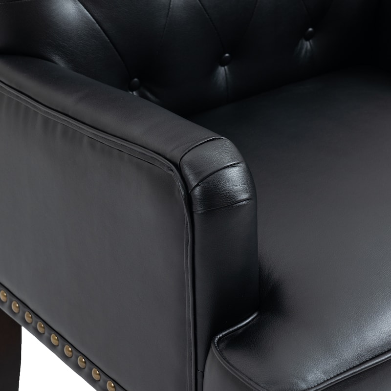 Tufted Vegan Leather Accent Chairs Armchairs with Nailhead Trim