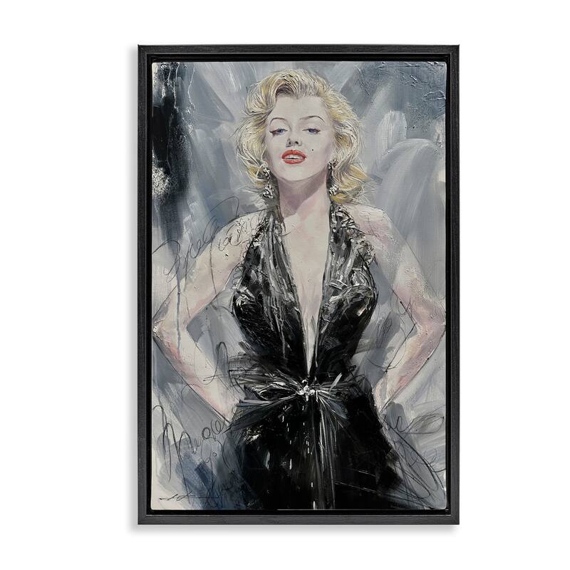 Stupell Classic Stylish Marilyn Framed Floater Canvas Wall Art Design By Lucille Lee - 17 x 25 - Black