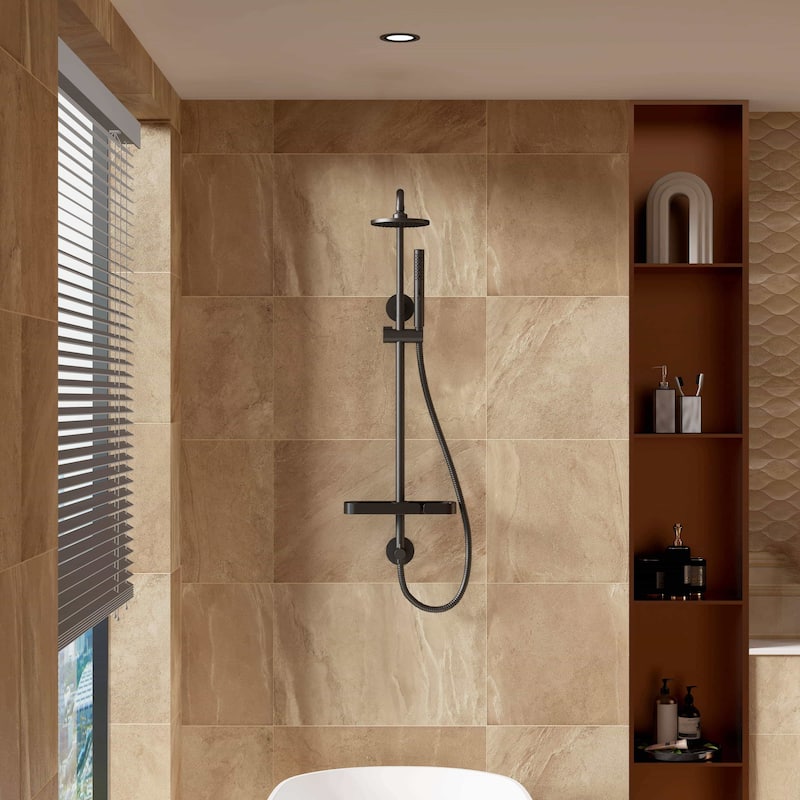 Modland 4-Way Exposed Retrofit Shower System with Rainfall & Handheld, Easy Install in Black/Nickel/Chrome