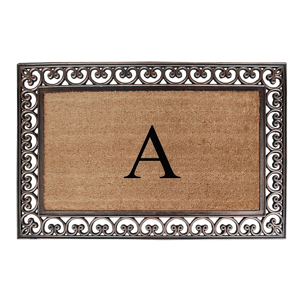A1 Home Collections Rubber Coir Classic Paisley Border Monogrammed Welcome Entrance Doormat