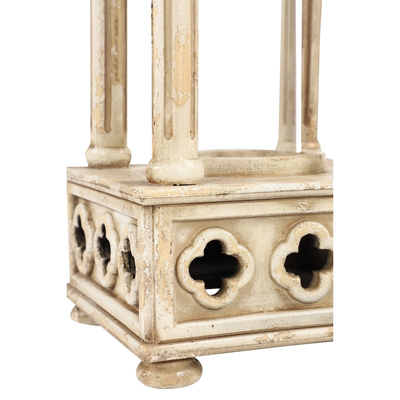 White Wood Standing Decorative Indoor Outdoor Candle Lantern