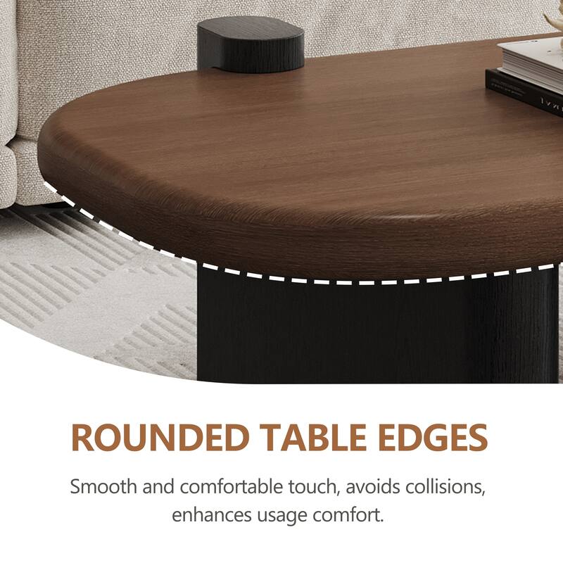 51.1" Mid-Century Modern Rectangular Coffee Table, Solid Wood Veneer Living Room Coffee Table