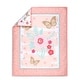 preview thumbnail 3 of 2, The Peanutshell Aflutter Pink/Aqua/Gold 3 Piece Baby Crib Bedding Set