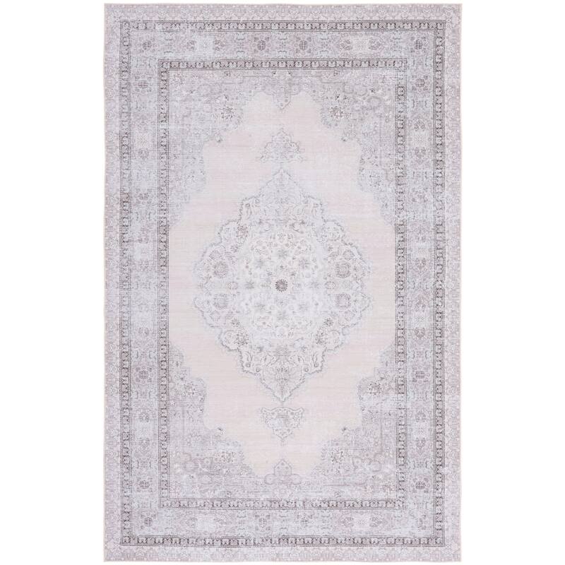 SAFAVIEH Tucson Machine Washable Slip Resistant Eleanore Oriental Medallion - 5' x 8' - Beige/Light Green - Rectangle