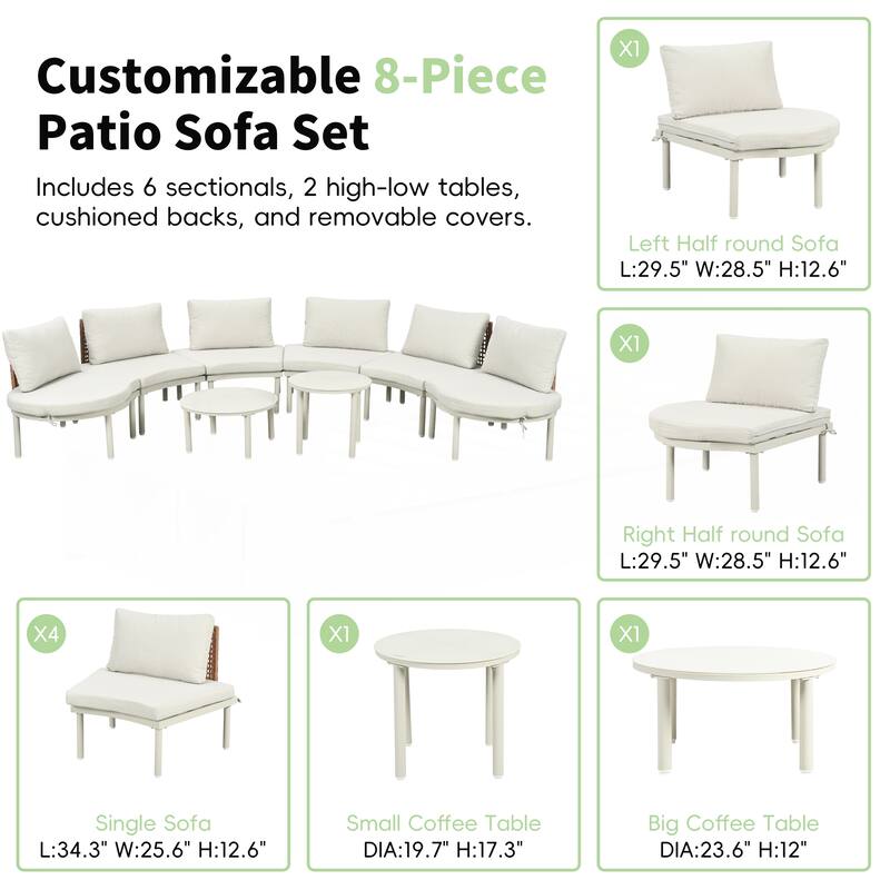 8-Piece Patio Sofa Furniture Set