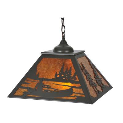 16 Inch sq canoe/tall pines Pendant