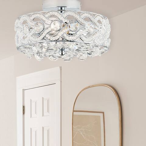 River of Goods Olivia Braided Metal and Crystal 11.5-inch Semi-Flush Mount Ceiling Light - 11.5" x 11.5" x 6.375"