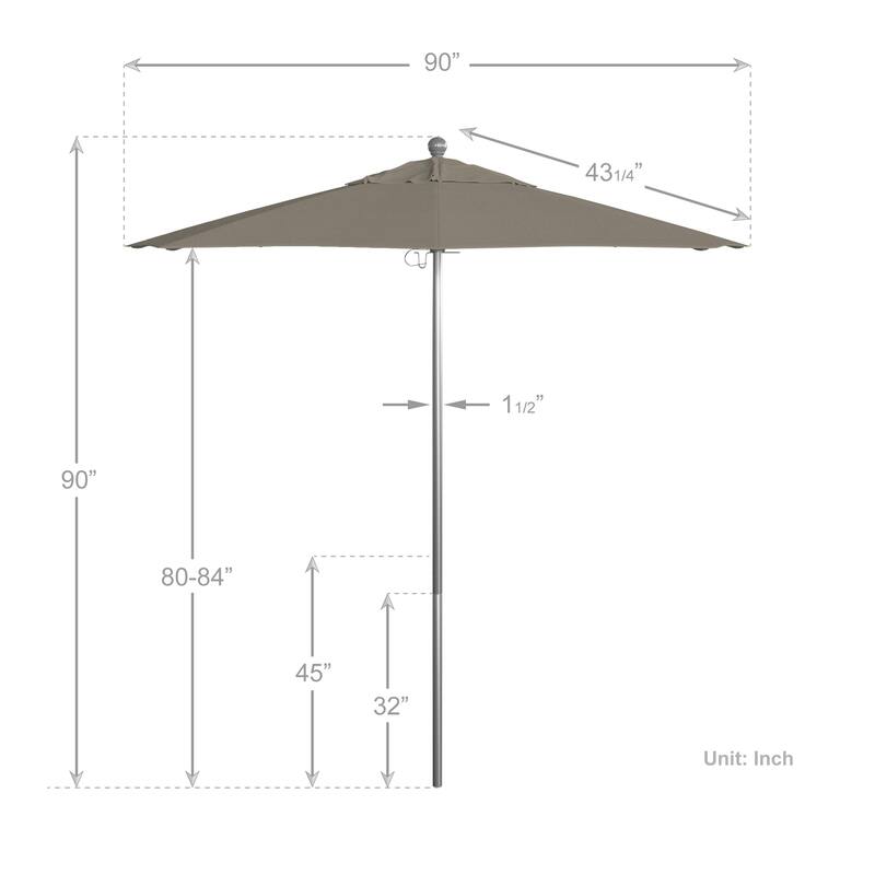 California Umbrella 7.5' Rd. Aluminum Frame, Fiberglass Rib Market Umbrella, Push Open,Anodized Silver Finish, Pacifica Fabric