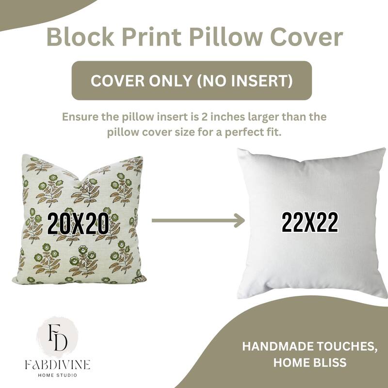 Fabdivine Cushion Cover with Soft Linen Fabric Floral Block Print Boho Cozy Rectangle 14x36 Inch Throw Home Pillowcase, Neha