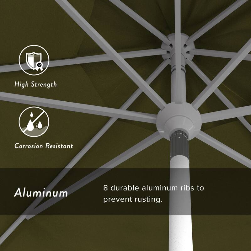 California Umbrella 11' Rd. Aluminum Patio Umbrella, Crank Lift, Collar Tilt, Dbl Wind Vent, White Finish, Sunbrella Fabric
