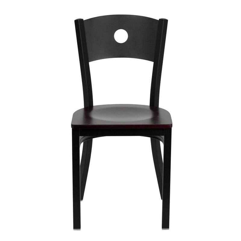 Black Circle Back Metal Restaurant Chair - 17.25"W x 20.25"D x 32.5"H