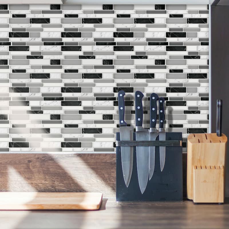 Walplus Mosaic Glossy 3D Metro Peel and Stick Backsplash Tile Stickers