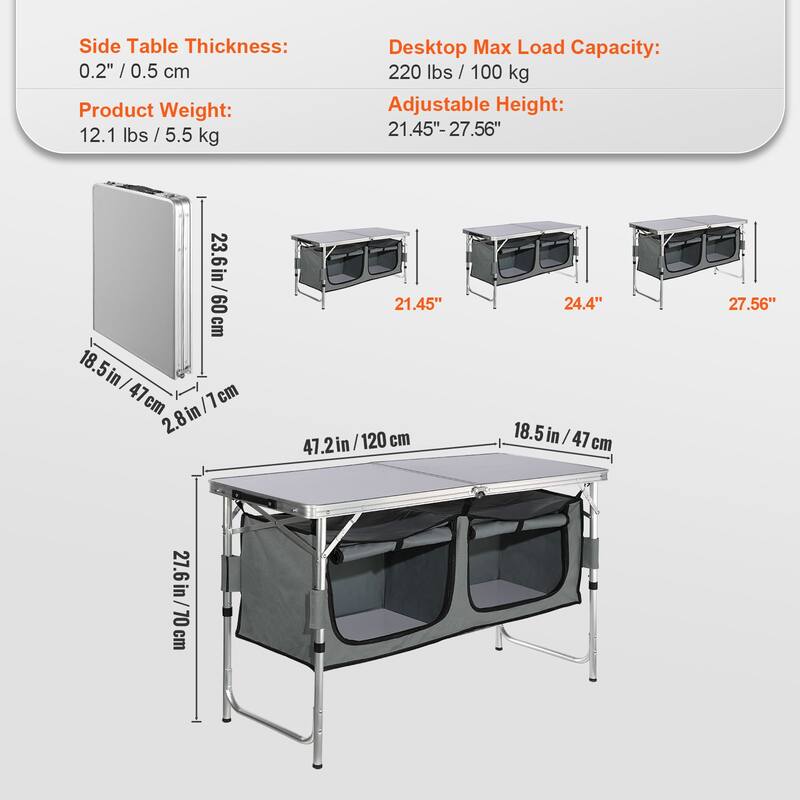 Camping Kitchen Table for Outdoor Picnics, BBQs, Camping, RV Traveling - 2.8 inches