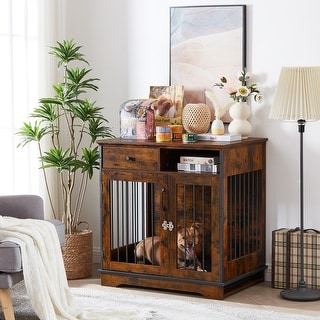 Dog Crate with Removable Trays/Indoor Pet Crate With Drawer and Shelve ...