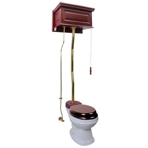 Cherry High Tank Z-Pipe Toilet Elongated White Bowl