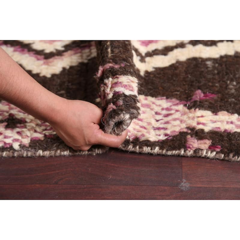 Geometric Oriental Moroccan Wool Area Rug Handmade Living Room Carpet - 7'10" x 10'9"