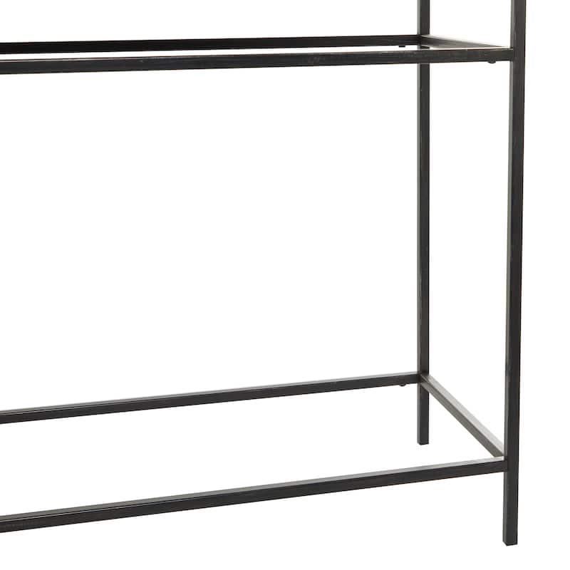 Metal Console Table with Brown Wood Top - Black - Roche River Decor - 16"W x 48"L x 30"H