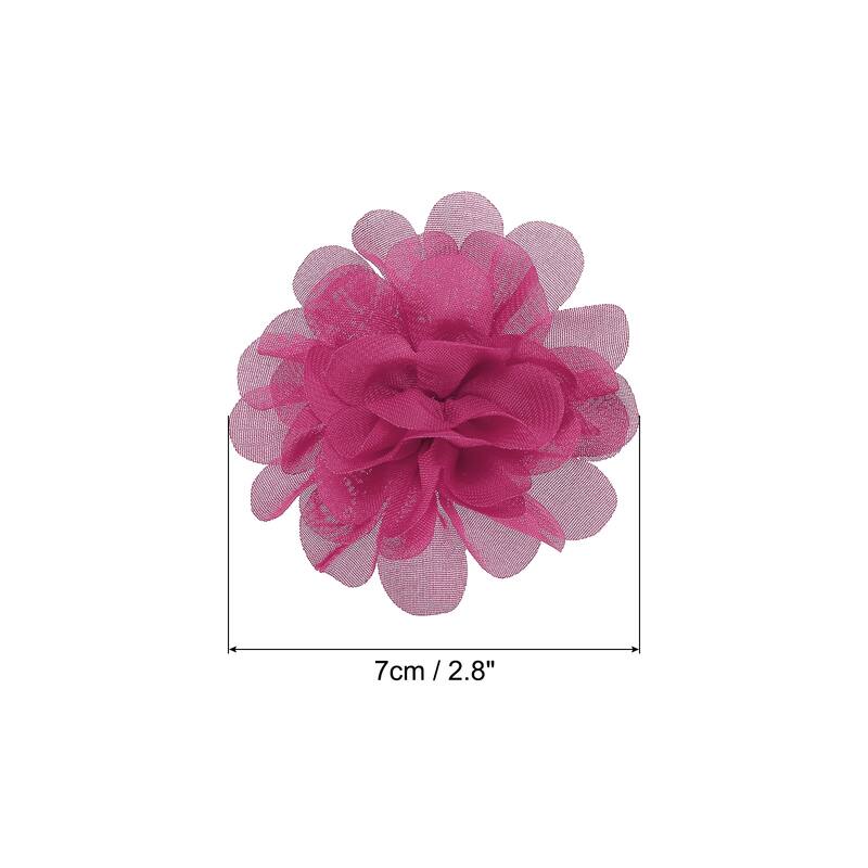 10Pcs Chiffon Flowers Fabric Flower Sewing Fabric Appliques - Rose Red - 2.8"